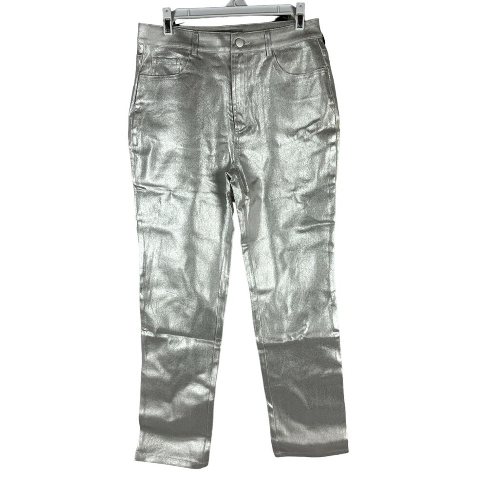 Blue B. Collection Womens Silver Metallic Pants Size Medium